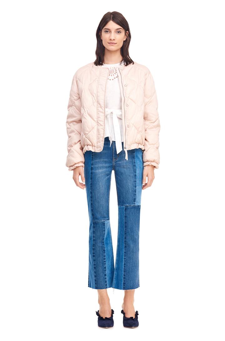 Rebecca Taylor La Vie Sateen Quilted Bomber Jacket