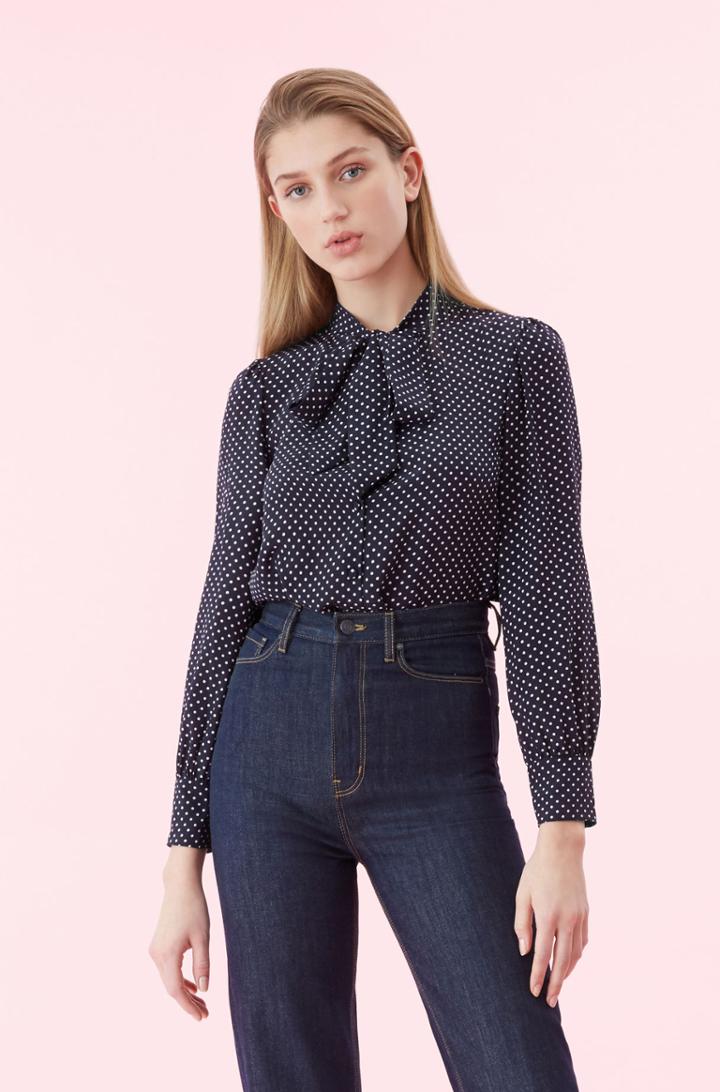 Rebecca Taylor Dot Print Scarf Tie Top