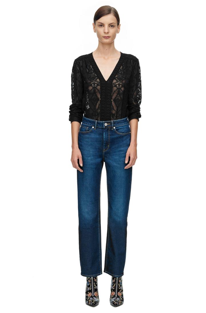 Rebecca Taylor Rebecca Taylor Long Sleeve Geo Embroidered Top 8 Black