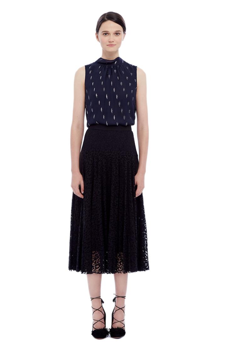 Rebecca Taylor Rebecca Taylor Pleated Lace Skirt 8 Black