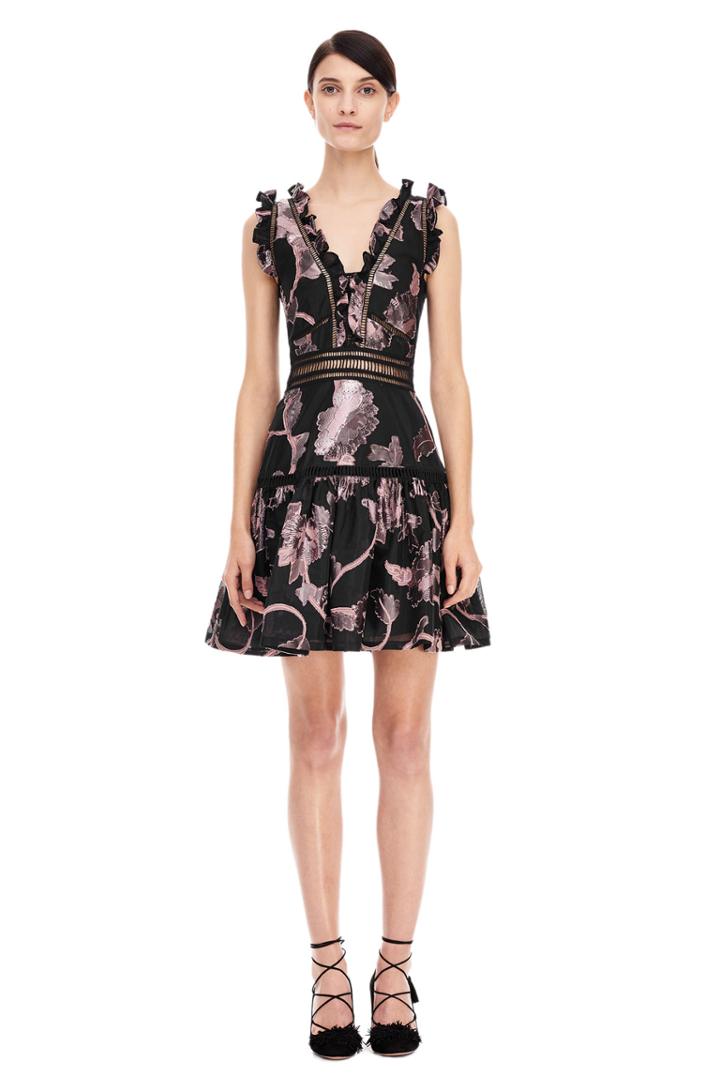 Rebecca Taylor Rebecca Taylor Ella Fil Coupe Dress 00 Black/camellia