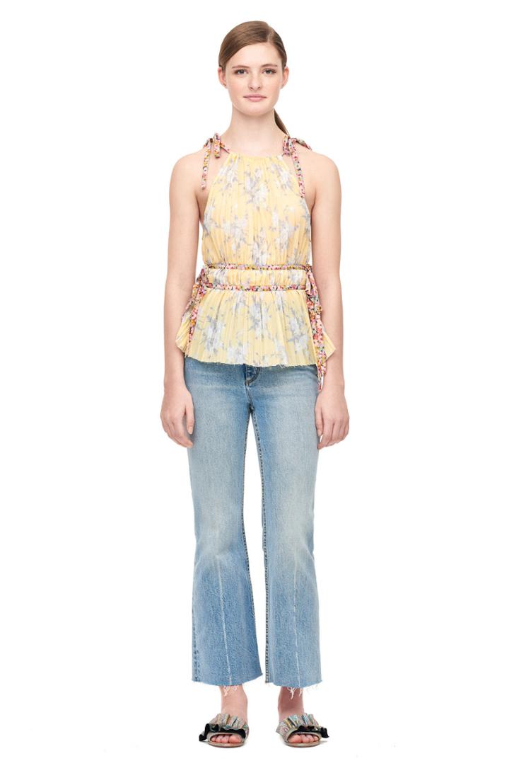 Rebecca Taylor Lemon Rose Pleated Tank