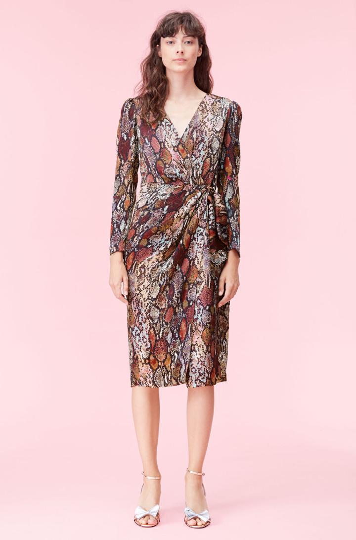 Rebecca Taylor Rebecca Taylor Watercolor Snake Silk Wrap Dress