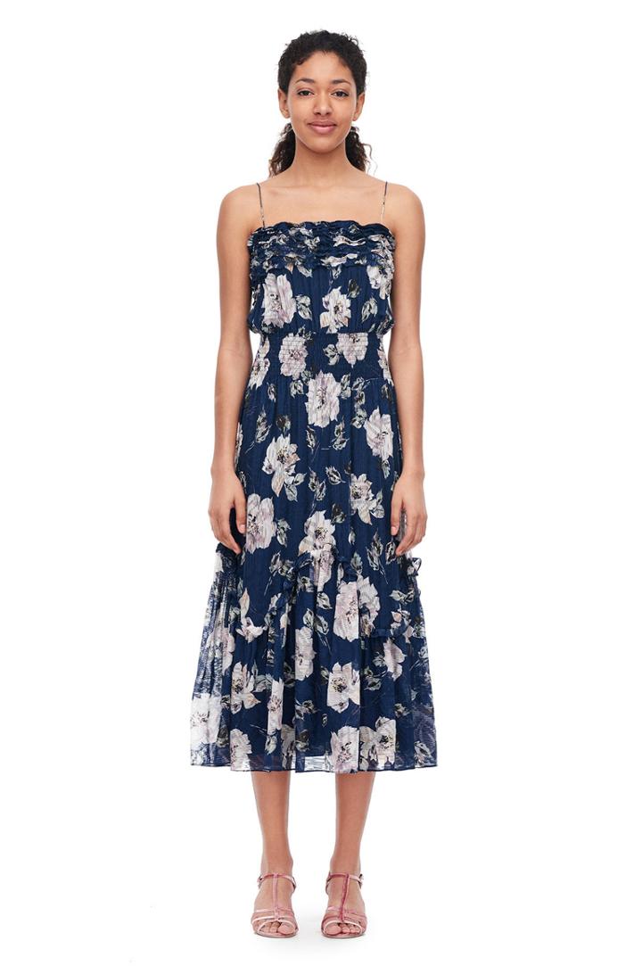 Rebecca Taylor Magnolia Floral Silk Burnout Dress