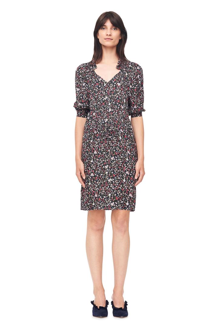 Rebecca Taylor Lyra Floral Hammered Silk Dress