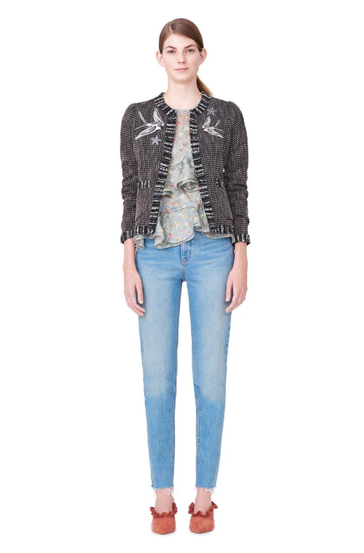 Rebecca Taylor Multi Tweed Bird Embellished Jacket