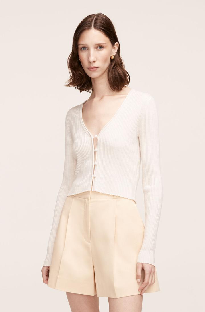 Rebecca Taylor Rebecca Taylor Rib Merino Wool Cropped Cardigan