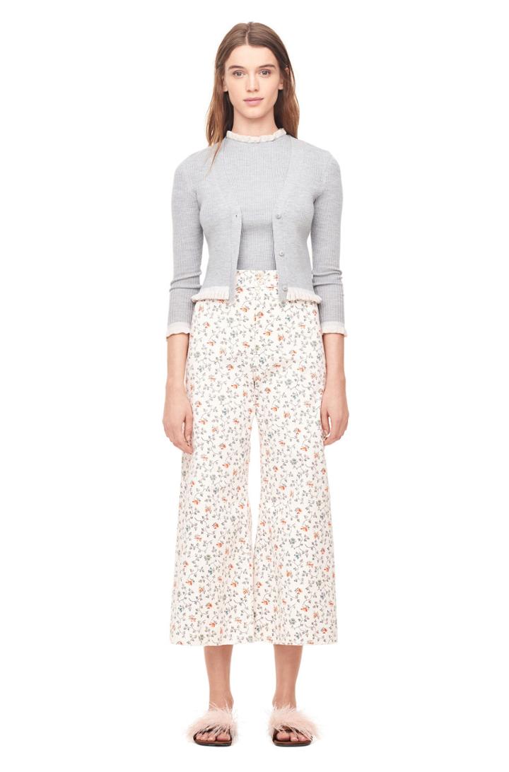 Rebecca Taylor Merino Cardigan With Organza
