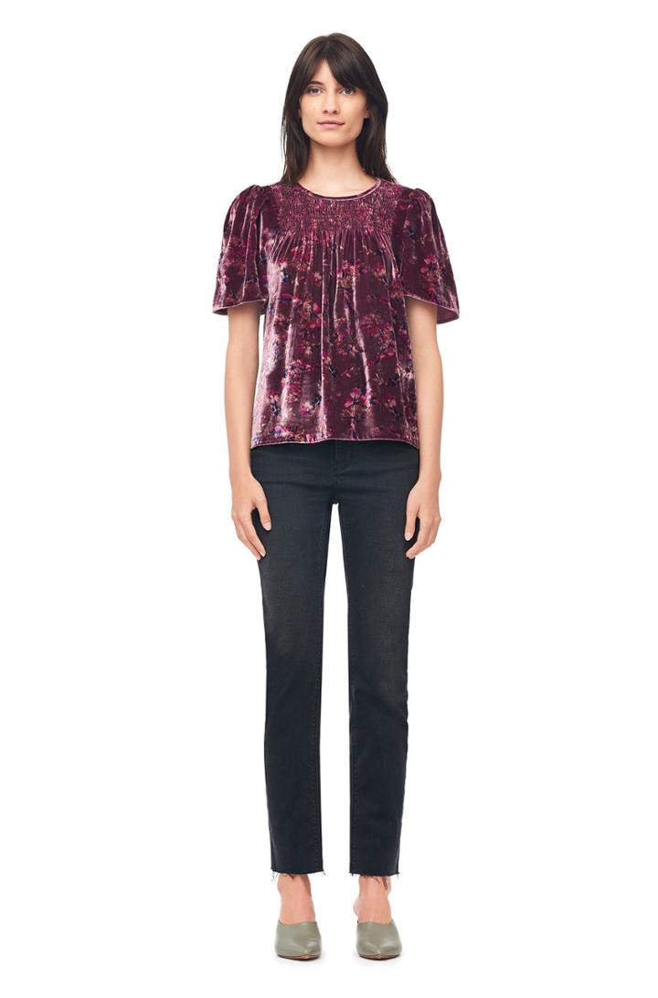 Rebecca Taylor Rebecca Taylor Jewel Paisley Smocked Velvet Top