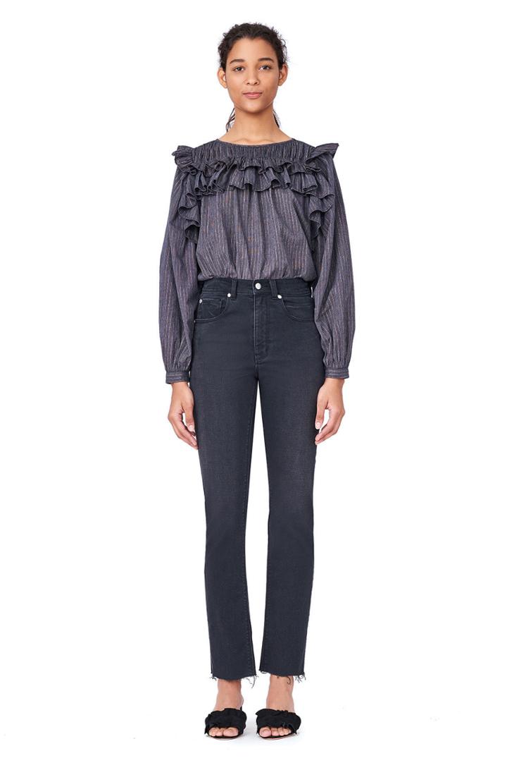 Rebecca Taylor La Vie Lurex Gauze Ruffle Top