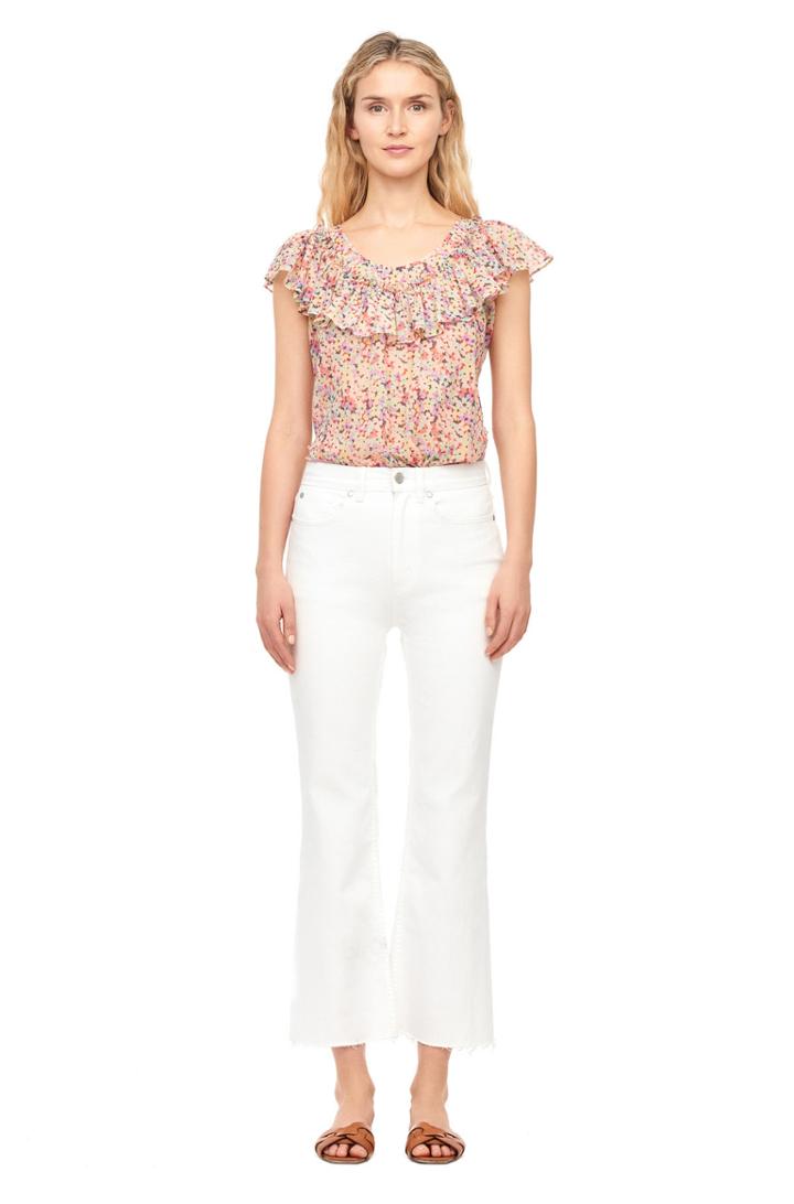 Rebecca Taylor Margo Floral Silk Cotton Voile Ruffle Top