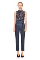 Rebecca Taylor Neptune Floral Print Mock Neck Top