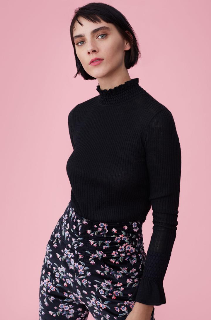 Rebecca Taylor Smocked Rib Pullover