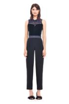 Rebecca Taylor Velvet & Floral Organza Jumpsuit