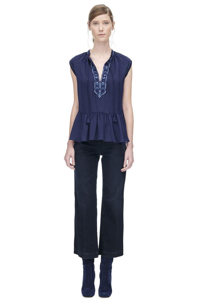 Rebecca Taylor Rebecca Taylor Sleeveless Navajo Embroidered Top 8 Navy