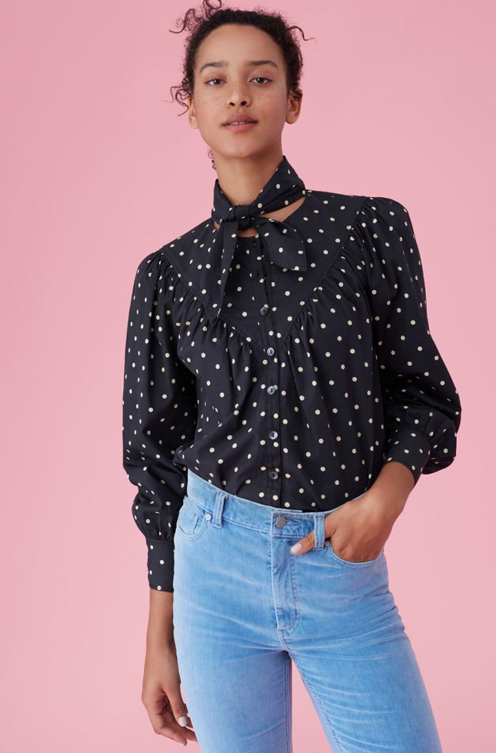 Rebecca Taylor La Vie Estelle Dot Scarf Neck Top