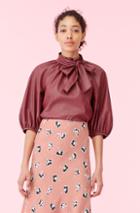Rebecca Taylor Rebecca Taylor Vegan Leather Tie Neck Top