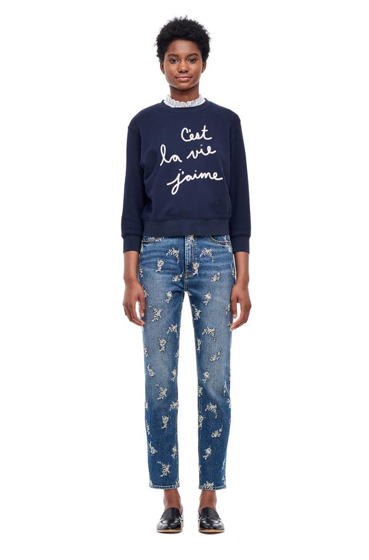 Rebecca Taylor La Vie Embroidered Sweatshirt