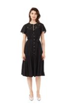 Rebecca Taylor La Vie Textured Slub Dress With Lace