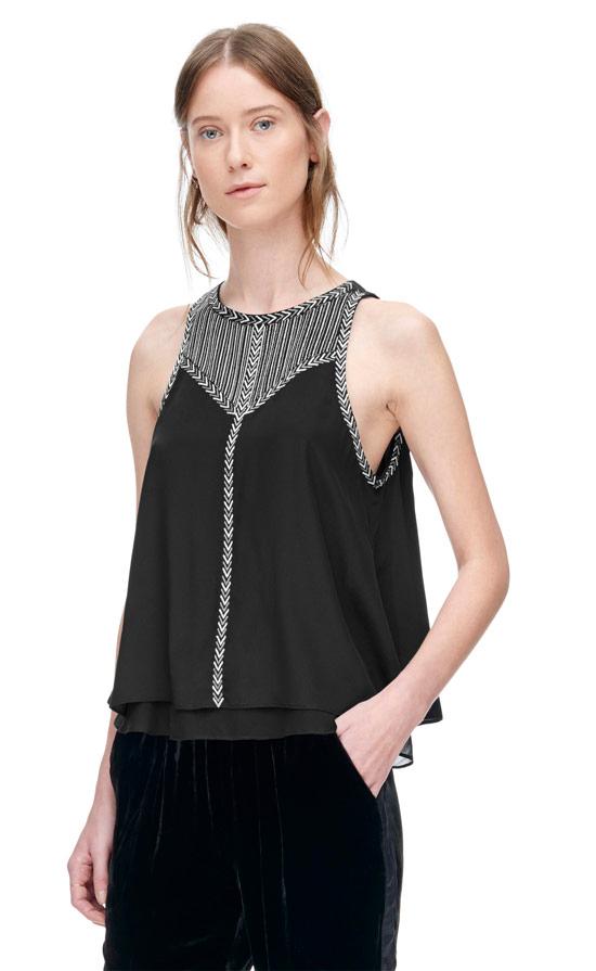 Rebecca Taylor Rebecca Taylor Sleeveless Chevron Embroidered Top