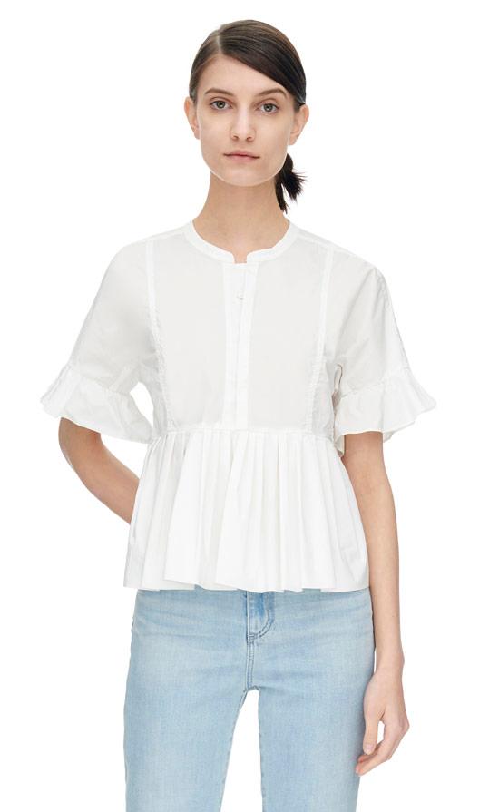 Rebecca Taylor Rebecca Taylor Short Sleeve Cotton Poplin Top