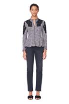 Rebecca Taylor Slub Suiting Jacket With Lace