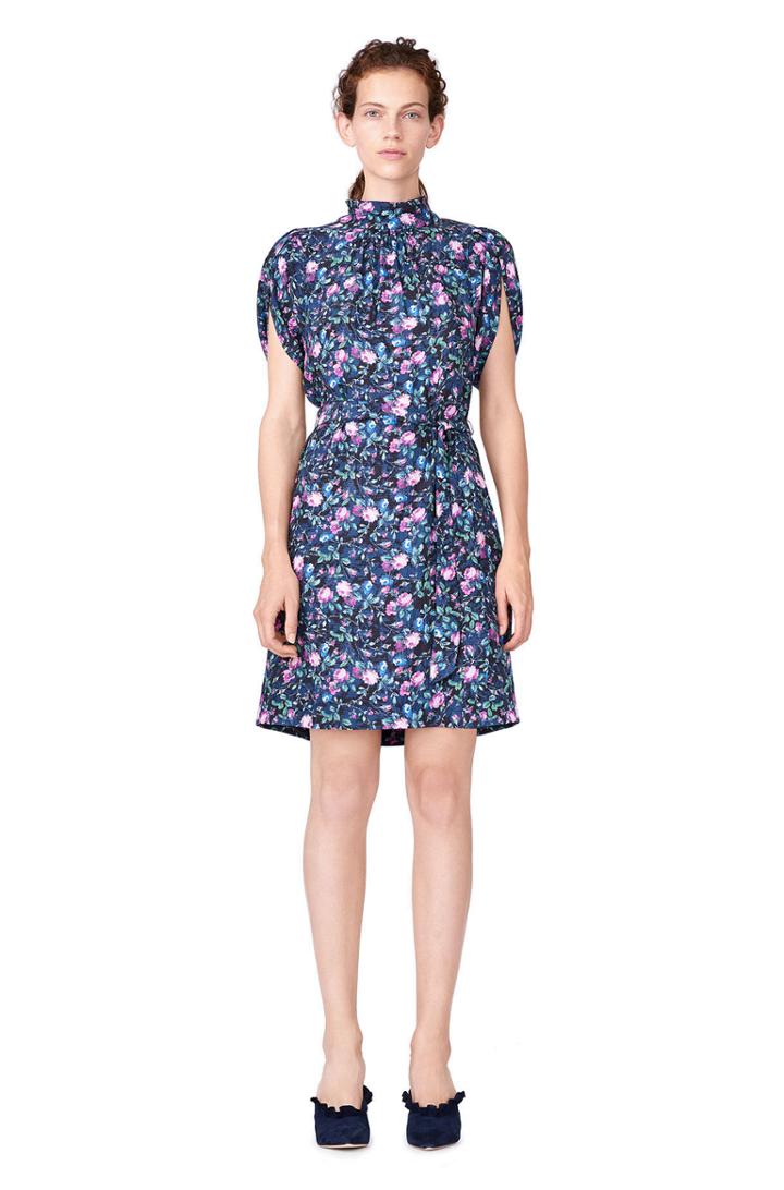 Rebecca Taylor Ruby Floral Petal Sleeve Silk Dress