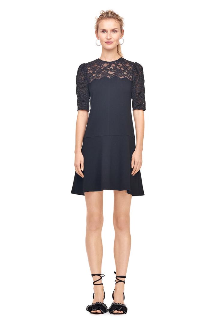 Rebecca Taylor Crepe & Corded Lace Dress