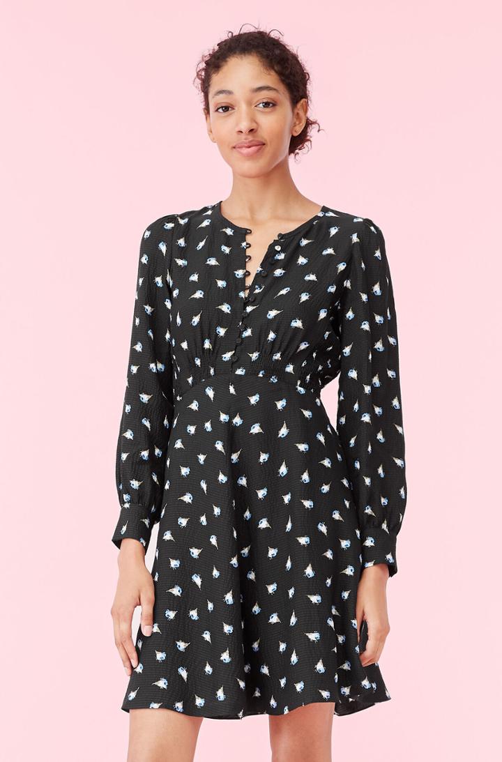 Rebecca Taylor Rebecca Taylor Brigette Fleur Hammered Silk Dress