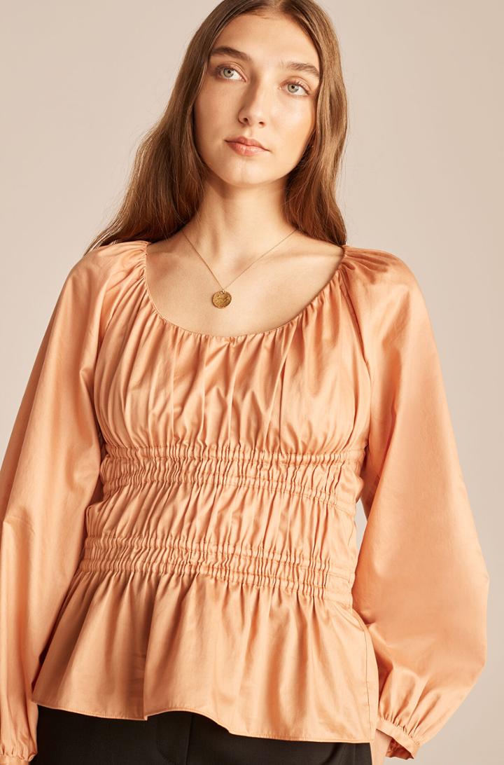 Rebecca Taylor Rebecca Taylor Smocked Blouson-sleeve Top