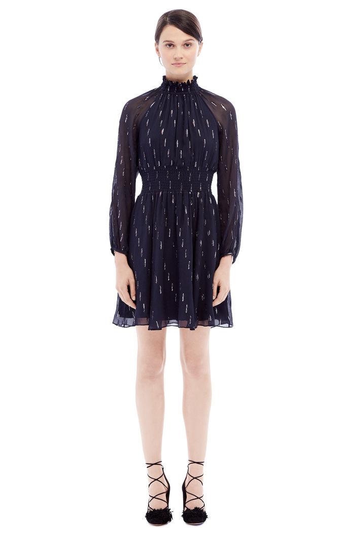Rebecca Taylor Rebecca Taylor Long Sleeve Metallic Clip Dress 0 Dark Navy