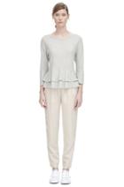 Rebecca Taylor Rebecca Taylor Long Sleeve Stripe Knit Tee L Light Grey