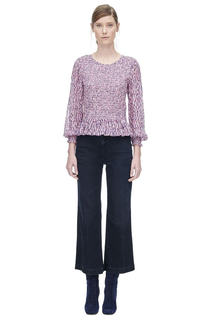 Rebecca Taylor Rebecca Taylor Long Sleeve Batik Mirage Ruched Top 6 Pink