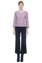 Rebecca Taylor Rebecca Taylor Long Sleeve Batik Mirage Ruched Top 6 Pink