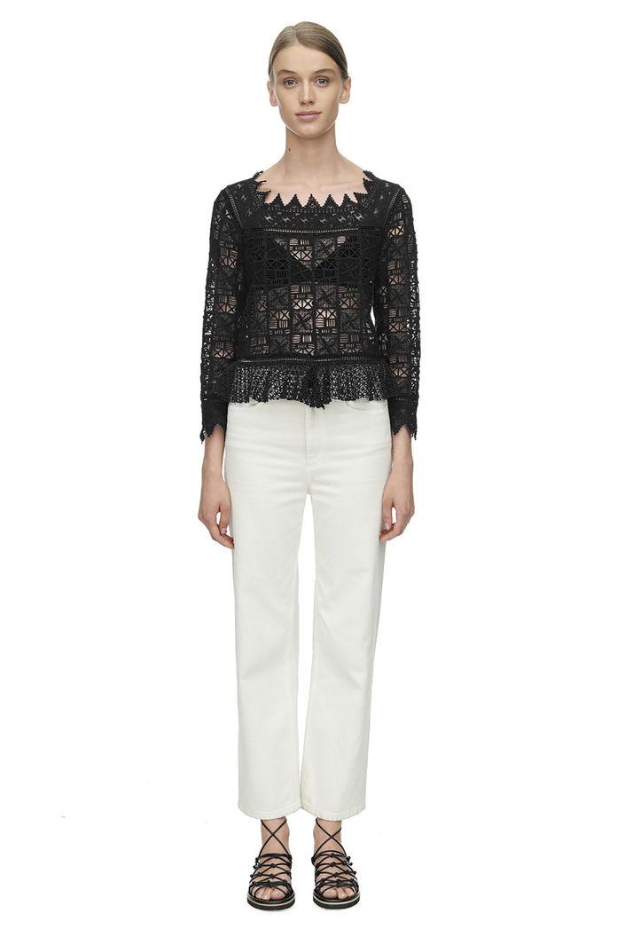 Rebecca Taylor Rebecca Taylor Long Sleeve Crochet Lace Top 4 Black