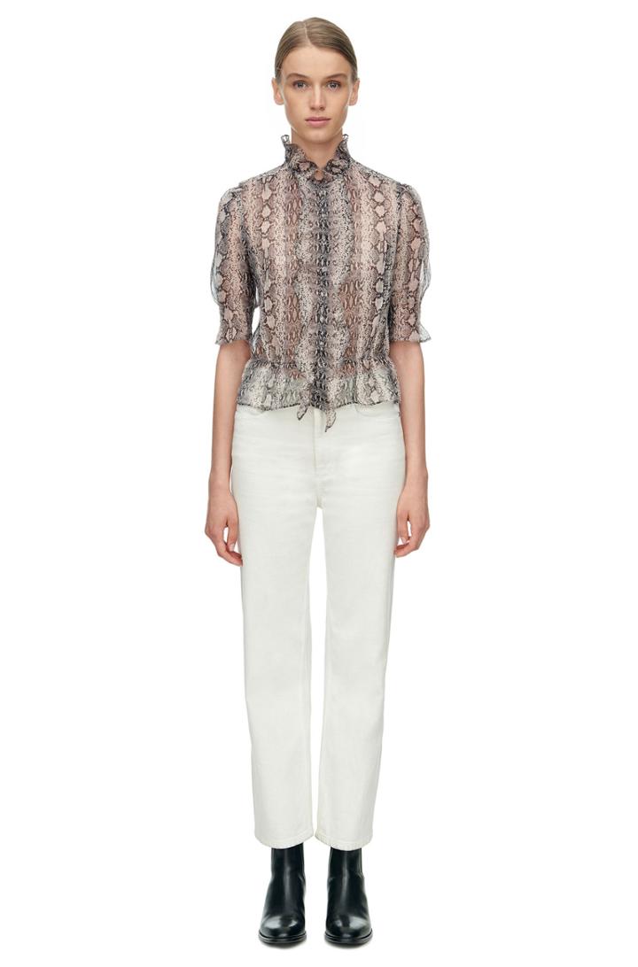 Rebecca Taylor Rebecca Taylor Short Sleeve Snake Print Top 8 Pink Champagne