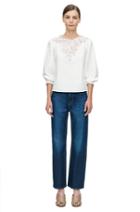 Rebecca Taylor Rebecca Taylor Long Sleeve Medallion Poplin Top 8 Snow