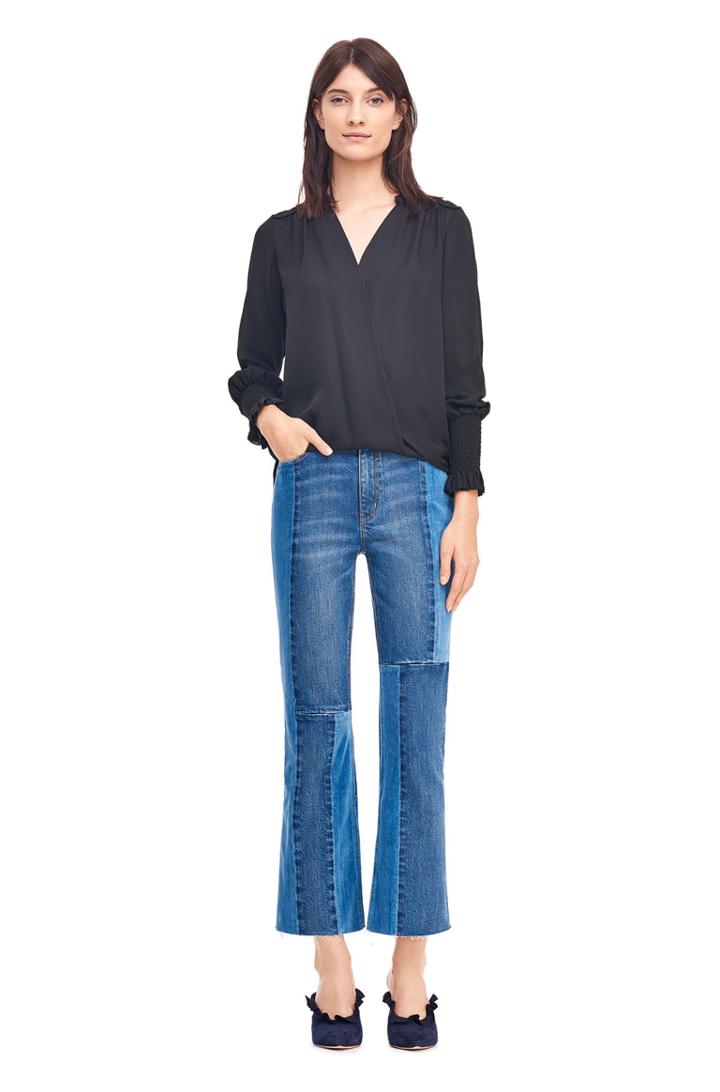 Rebecca Taylor Silk Double Georgette Wrap Top