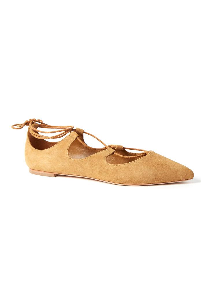 Rebecca Taylor Rebecca Taylor Loeffler Randall Ambra Lace Up Suede Flat 6 Sienna
