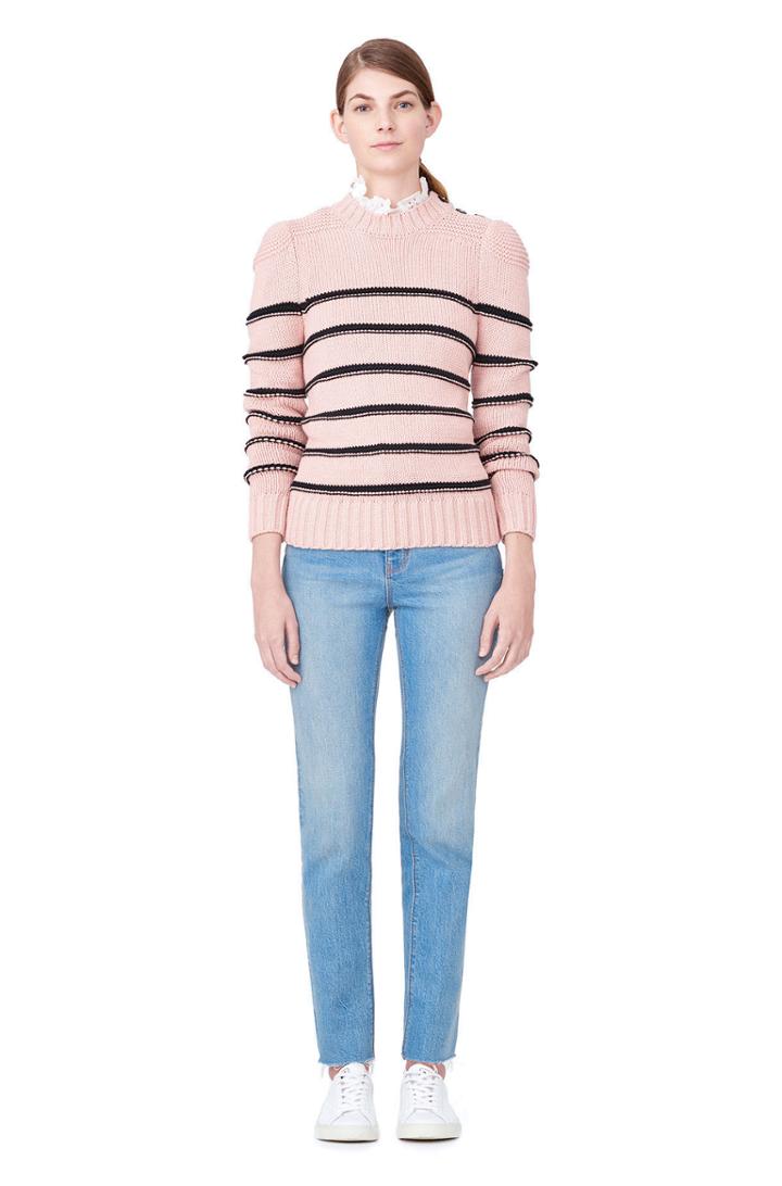 Rebecca Taylor La Vie Cotton Merino Striped Pullover