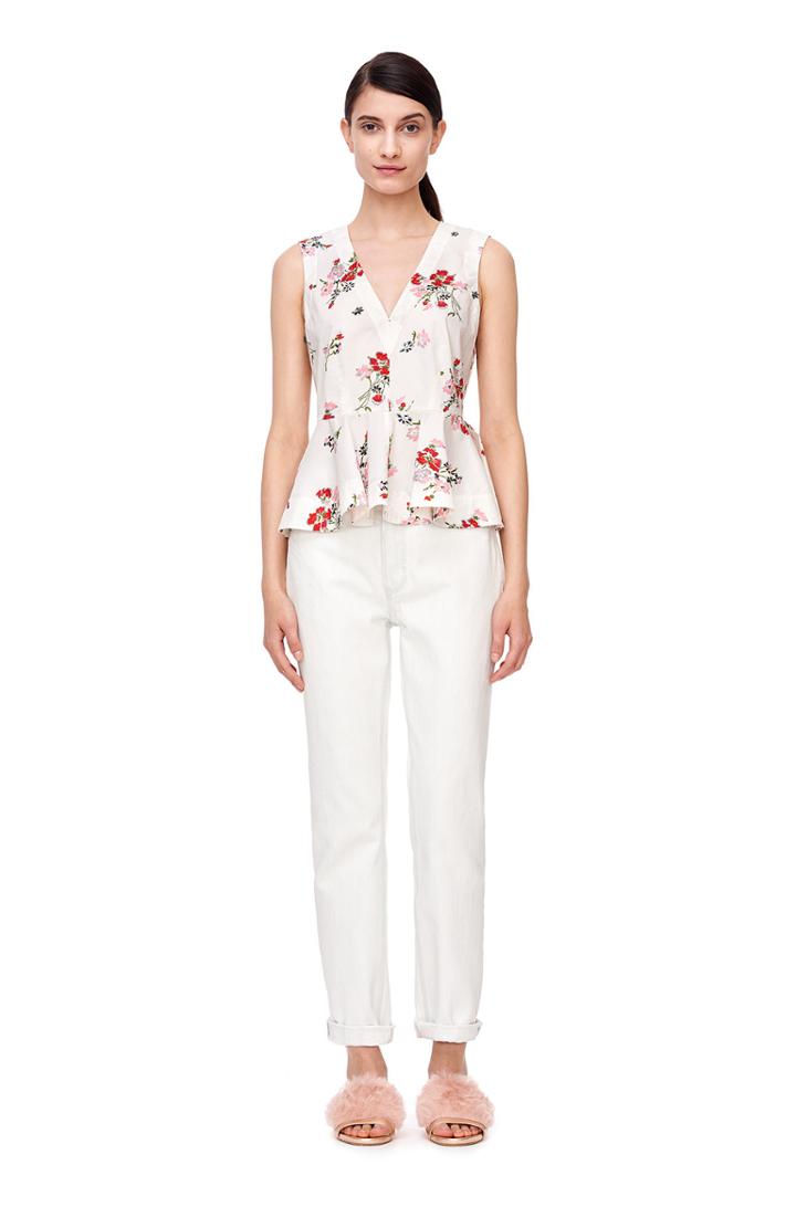 Rebecca Taylor Sleeveless Marguerite Poplin Top