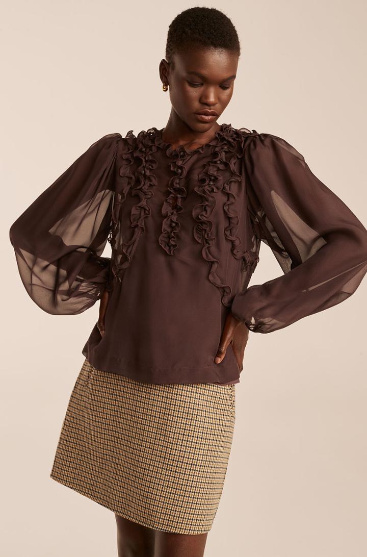Rebecca Taylor Rebecca Taylor Scalloped Silk Chiffon Blouse
