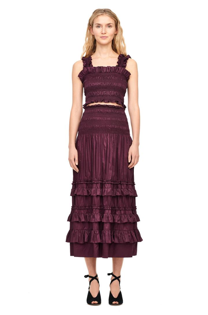 Rebecca Taylor Cotton Sateen Smocked Tank