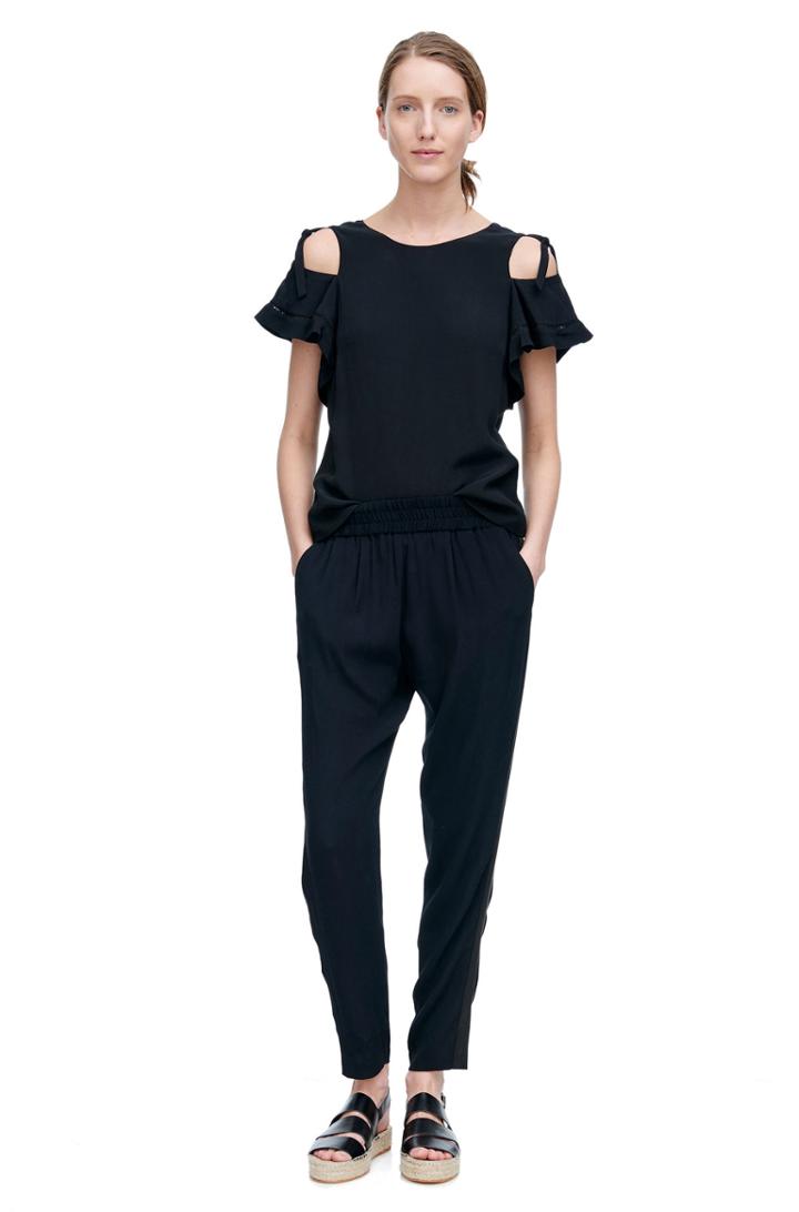 Rebecca Taylor Rebecca Taylor Open Shoulder Crepe Top 0 Black