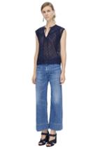Rebecca Taylor Rebecca Taylor Sleeveless Ada Embroidered Top 2 Navy