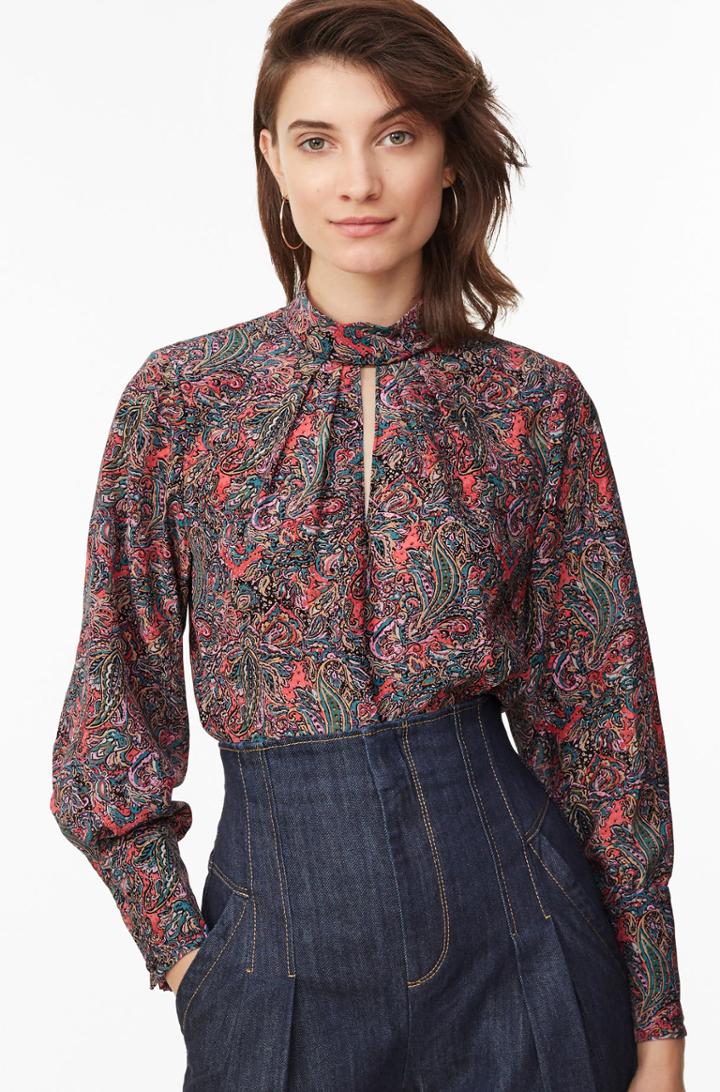 Rebecca Taylor Hudson Paisley Mock Neck Top