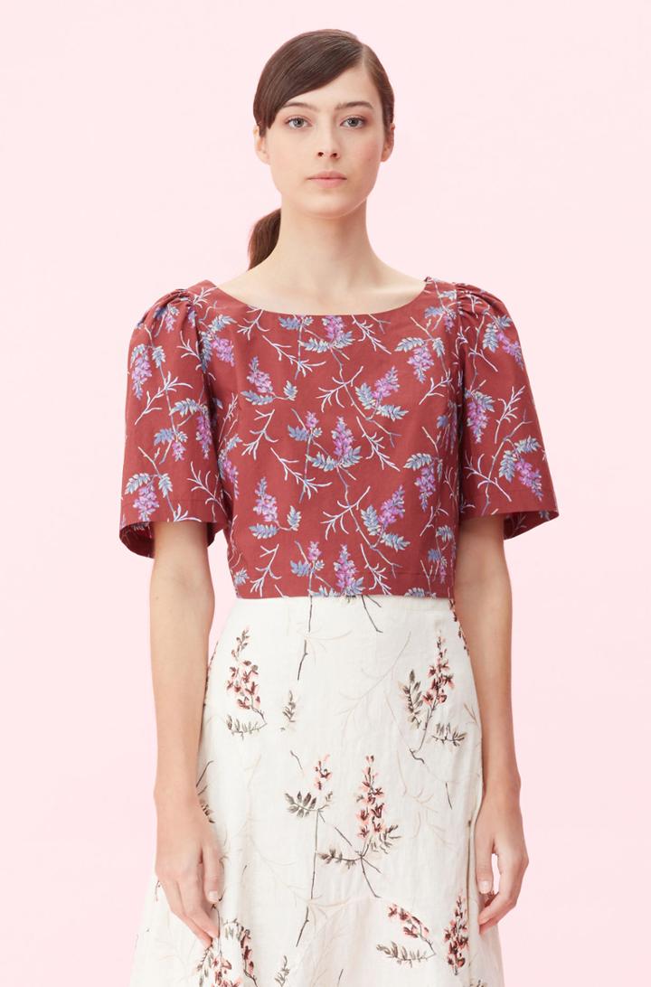 Rebecca Taylor Rebecca Taylor Ivie Fleur Print Poplin Top