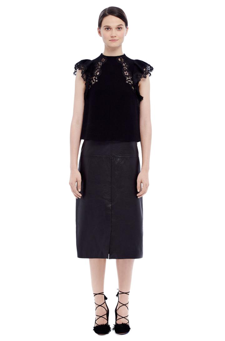 Rebecca Taylor Rebecca Taylor Leather Midi Skirt 0 Black