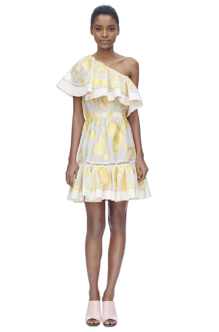 Rebecca Taylor Rebecca Taylor Ella Fil Coupe One Shoulder Dress 10 Lemon