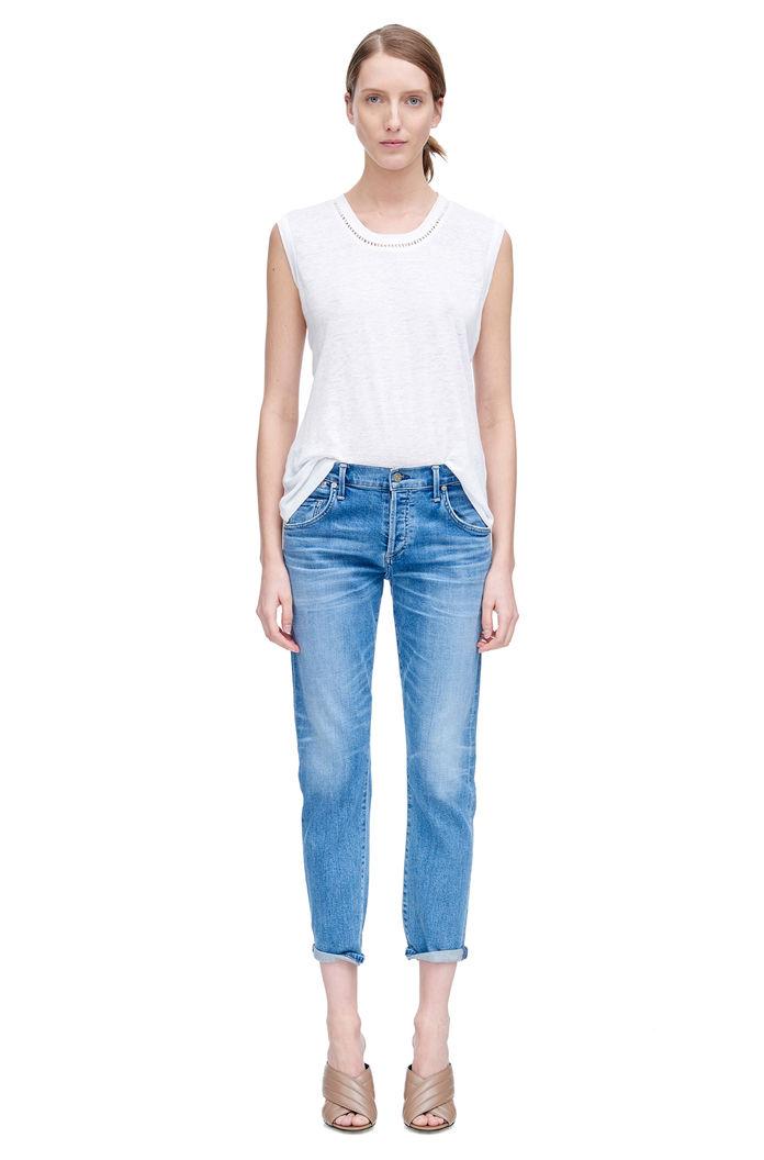 Rebecca Taylor Rebecca Taylor Sleeveless Jersey Crochet Tee M Sea Salt